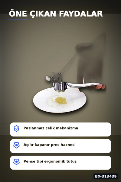 Mekanik Pense Formlu 14.5 cm Paslanmaz Çelik Sarımsak Ezici Alet 1 Adet BX-313439