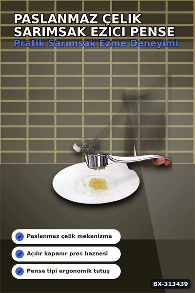 Mekanik Pense Formlu 14.5 cm Paslanmaz Çelik Sarımsak Ezici Alet 1 Adet BX-313439
