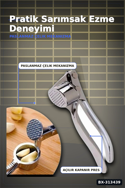 Mekanik Pense Formlu 14.5 cm Paslanmaz Çelik Sarımsak Ezici Alet 1 Adet BX-313439