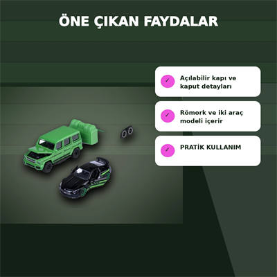 Mercedes Lisanslı 1:64 Ölçekli 19 cm AMG Deluxe Die-Cast Römorklu Araç Seti - 1 Adet Rastgele Model