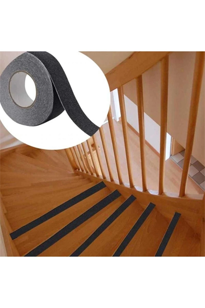 Merdiven Zemin Kaydırmaz Güçlü Bant Yapışkanlı Kaymaz Bant Siyah 25 mm X 5 Metre