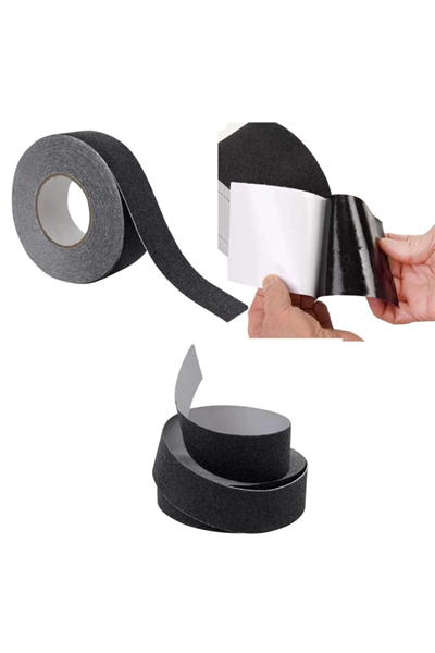 Merdiven Zemin Kaydırmaz Güçlü Bant Yapışkanlı Kaymaz Bant Siyah 25 mm X 5 Metre