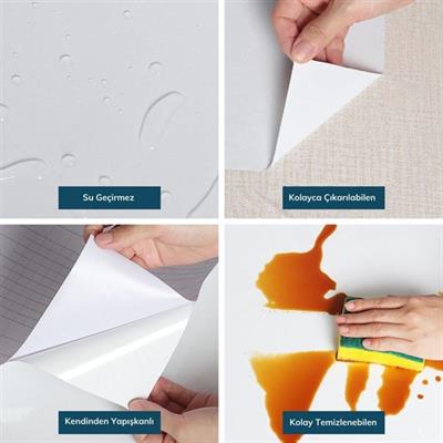 Mermer Desenli Masa Tezgah Mutfak Su Geçirmez Yapışkanlı Folyo Sticker Siyah 5x0,6m (3936)