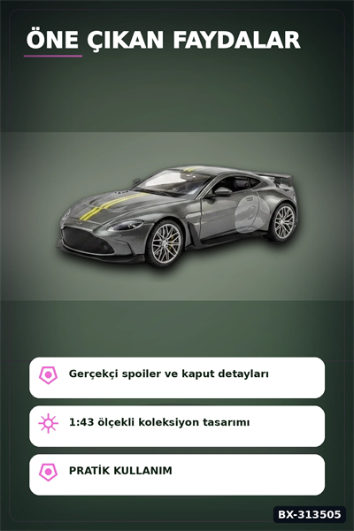 Metal 1:43 Aston Martin Vantage Çek Bırak Model Araba - Hediye Oyuncak BX-313505