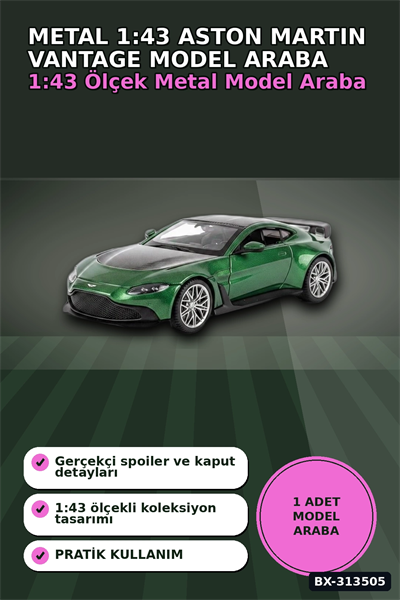 Metal 1:43 Aston Martin Vantage Çek Bırak Model Araba - Hediye Oyuncak BX-313505