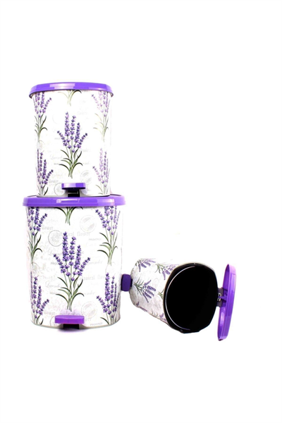 Metal 25 L beyaz mutfak tipi pedallı çöp kovası 3 adet set - 25 L Hacim - Ev & Mobilya