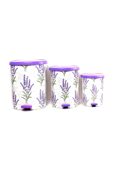 Metal 25 L beyaz mutfak tipi pedallı çöp kovası 3 adet set - 25 L Hacim - Ev & Mobilya