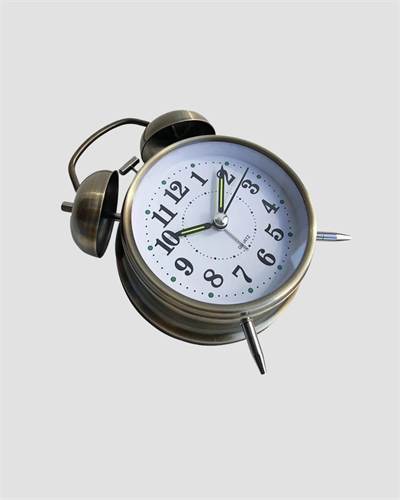 Metal Bronz Nostaljik Masa Saati Alarmlı Büyük Boy Sessiz Mekanizmalı