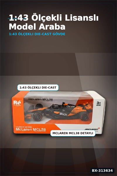 Metal Diecast 1:43 McLaren F1 Çek Bırak Araba - Lisanslı Model, Koleksiyonluk Oyuncak BX-313634