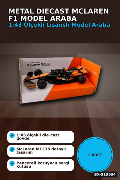 Metal Diecast 1:43 McLaren F1 Çek Bırak Araba - Lisanslı Model, Koleksiyonluk Oyuncak BX-313634