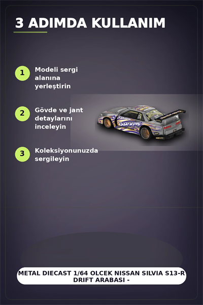 Metal Diecast 1/64 Olcek Nissan Silvia S13-R Drift Arabasi - Kaido House Koleksiyon Modeli BX-313398