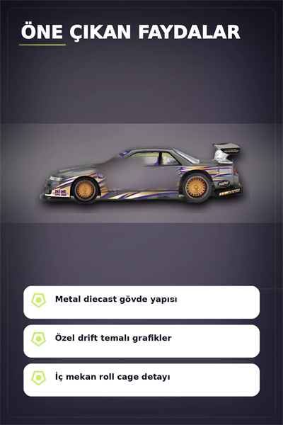 Metal Diecast 1/64 Olcek Nissan Silvia S13-R Drift Arabasi - Kaido House Koleksiyon Modeli BX-313398