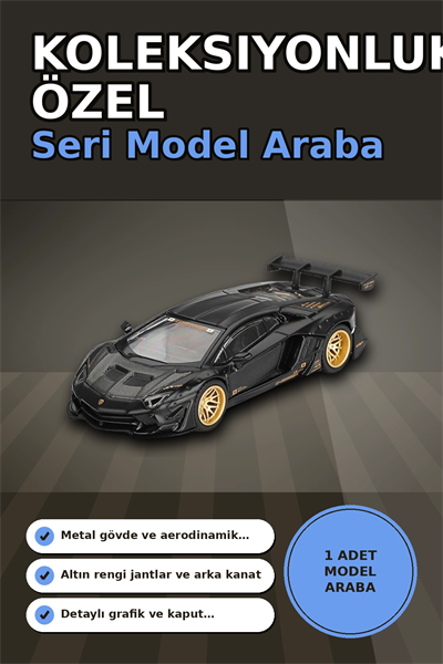 Metal Gövdeli 1/64 Ölçek Lamborghini Aventador Model Araba - Koleksiyonluk Tekli Paket BX-313363