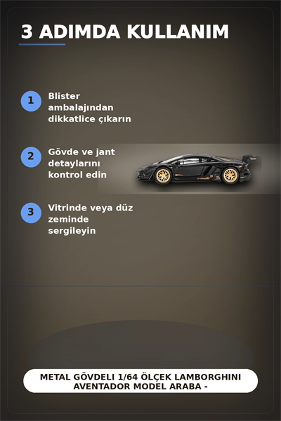 Metal Gövdeli 1/64 Ölçek Lamborghini Aventador Model Araba - Koleksiyonluk Tekli Paket BX-313363