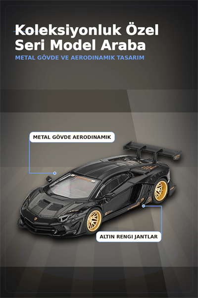 Metal Gövdeli 1/64 Ölçek Lamborghini Aventador Model Araba - Koleksiyonluk Tekli Paket BX-313363