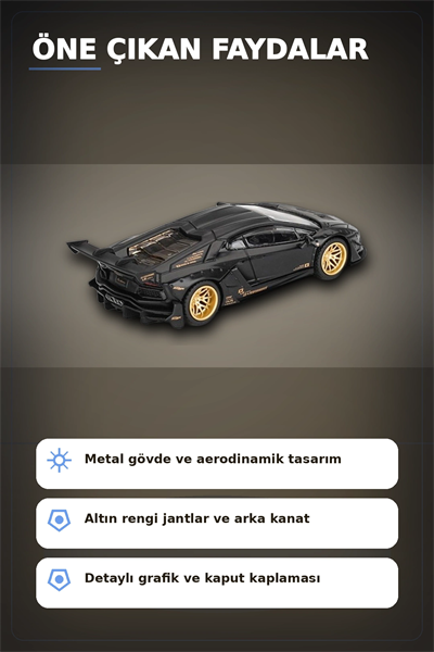 Metal Gövdeli 1/64 Ölçek Lamborghini Aventador Model Araba - Koleksiyonluk Tekli Paket BX-313363