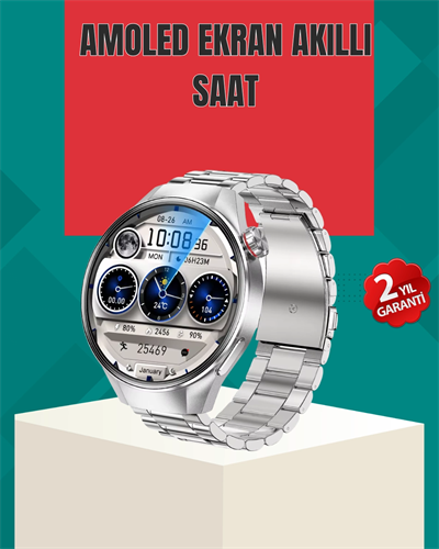 Metal Gövdeli AMOLED Akıllı Saat – Kan Oksijen, Nabız ve Arama Fonksiyonlu