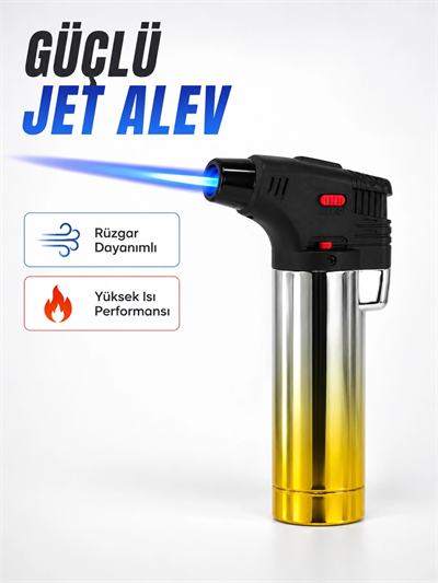 Metal Gövdeli Pürmüz Çakmak Ayarlanabilir Alevli Rüzgar Dayanıklı Tasarım