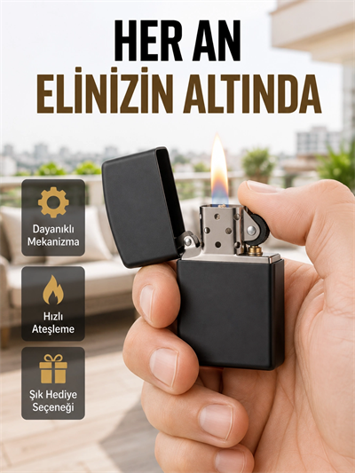 Metal Gövdeli Tasarım Çakmak Mat Yüzeyli ve Ergonomik Tutma Özellikli