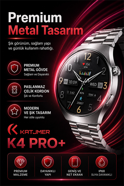 Metal Kasa Görünümlü Akıllı Saat Üç Farklı Kayışlı Bluetooth Bildirim Destekli