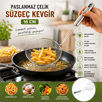 Metal Kevgir - Paslanmaz Çelik - 16 cm