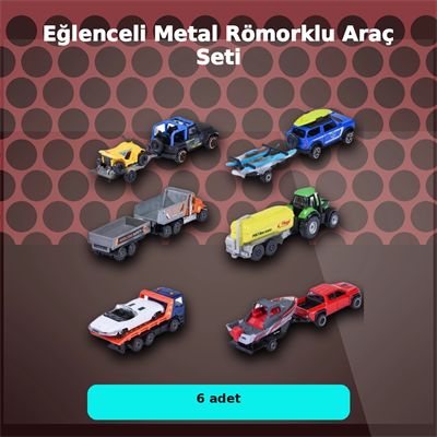 Metal Şasi Römorklu Araç Oyuncak Seti - Çekici ve Traktör Modelleri (1 Adet Rastgele Model)