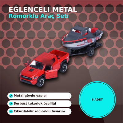 Metal Şasi Römorklu Araç Oyuncak Seti - Çekici ve Traktör Modelleri (1 Adet Rastgele Model)