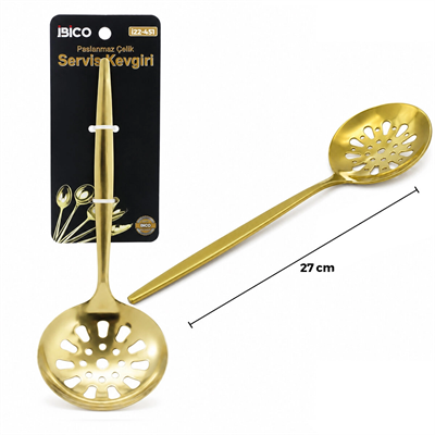 Metal Servis Kevgiri - 27 cm - Gold Renk