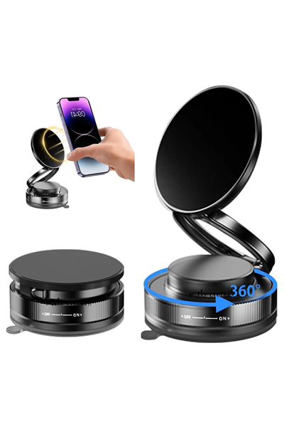Metalik Magsafe Telefon Tutucu Tüm Yüzeylerle Uyumlu Vakumlu 360 Dönen Oynar Başlık