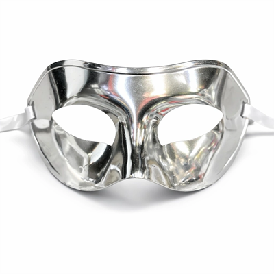 Metalize Parlak Parti Maskesi Gümüş Renk 16x7 Cm