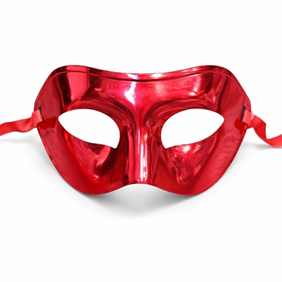 Metalize Parlak Parti Maskesi Kırmızı Renk 16x7 Cm