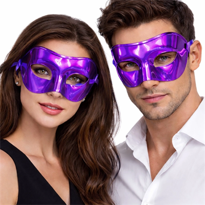 Metalize Parlak Parti Maskesi Mor Renk 16x7 Cm