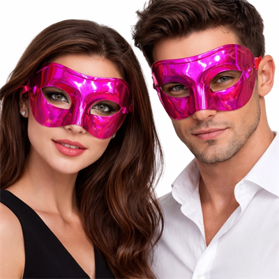 Metalize Parlak Parti Maskesi Pembe Renk 16x7 Cm