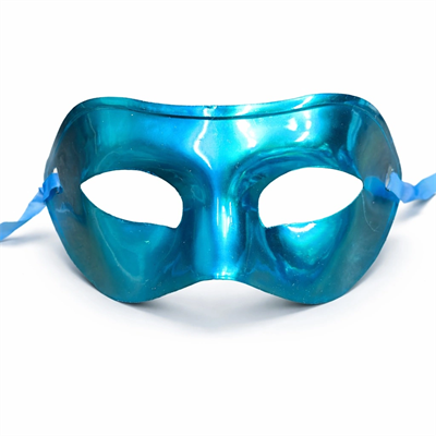 Metalize Parlak Parti Maskesi Turkuaz Mavi Renk 16x7 Cm