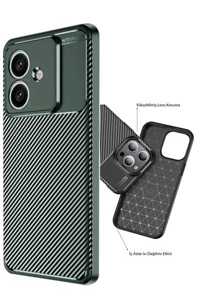 Mey İthalat®   A3 Kılıf Auto Focus Karbon Kapak - Koyu Yeşil