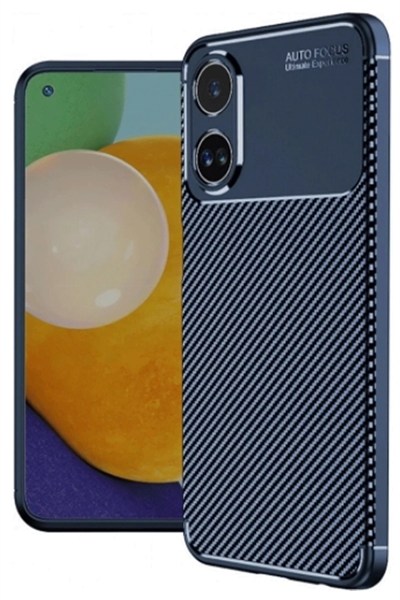 Mey İthalat®   A60 Kılıf Auto Focus Karbon Kapak - Lacivert