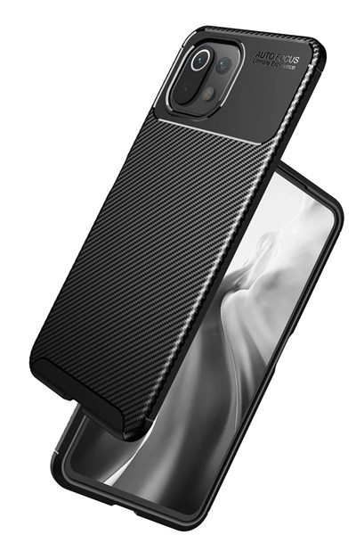 Mey İthalat®   Mİ 11 Lite Kılıf Auto Focus Karbon Kapak - Siyah