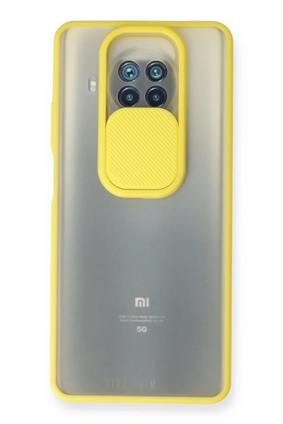 Mey İthalat®   Mi 10T Lite Kılıf Palm Buzlu Kamera Sürgülü Silikon - Sarı
