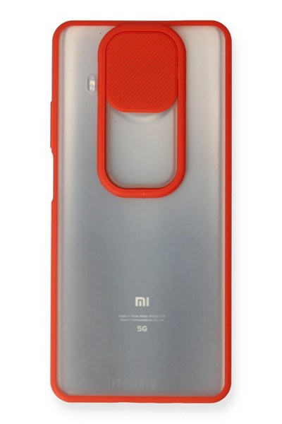 Mey İthalat®   Mi 10T Lite Kılıf Palm Buzlu Kamera Sürgülü Silikon - Kırmızı