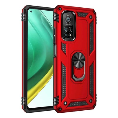 Mey İthalat®   Mi 10T Pro Kılıf Sofya Yüzüklü Silikon Kapak - Kırmızı
