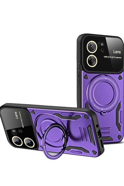 Mey İthalat®   Mi 13T Pro Kılıf Joy Lens Standlı Kapak - Mor