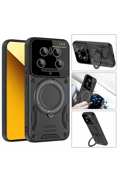 Mey İthalat®   Mi 14 Ultra Kılıf Joy Lens Standlı Kapak - Mor