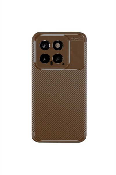 Mey İthalat®   Mi 14T Kılıf Auto Focus Karbon Kapak - Kahverengi