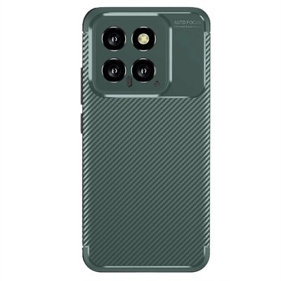 Mey İthalat®   Mi 14T Kılıf Auto Focus Karbon Kapak - Koyu Yeşil