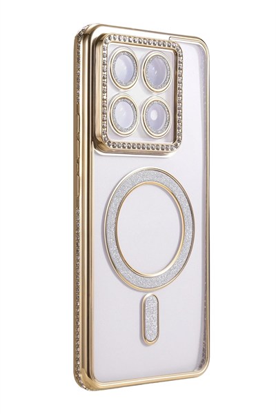Mey İthalat®   Mi 14T Pro Joke Simli Magneticsafe Kılıf - Gold