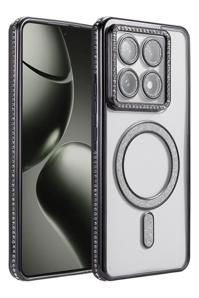 Mey İthalat®   Mi 14T Pro Joke Simli Magneticsafe Kılıf - Siyah