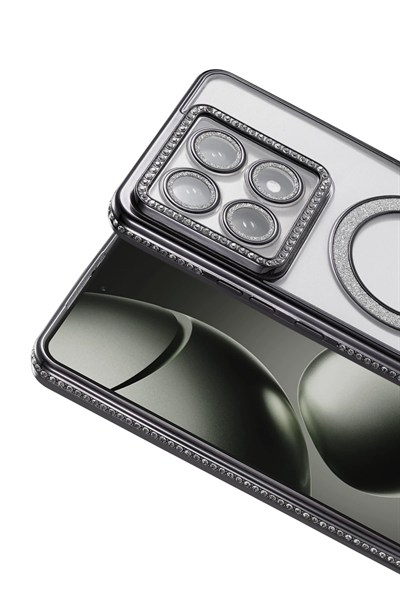 Mey İthalat®   Mi 14T Pro Joke Simli Magneticsafe Kılıf - Siyah