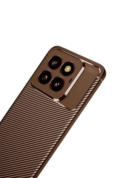 Mey İthalat®   Mi 14T Pro Kılıf Auto Focus Karbon Kapak - Kahverengi