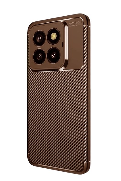 Mey İthalat®   Mi 14T Pro Kılıf Auto Focus Karbon Kapak - Kahverengi