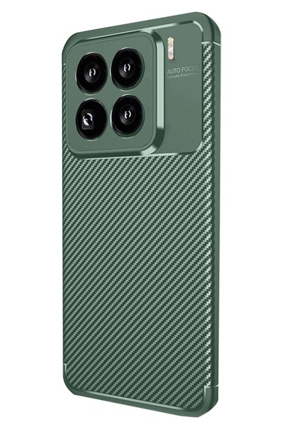 Mey İthalat®   Mi 15 Pro Kılıf Auto Focus Karbon Kapak - Koyu Yeşil
